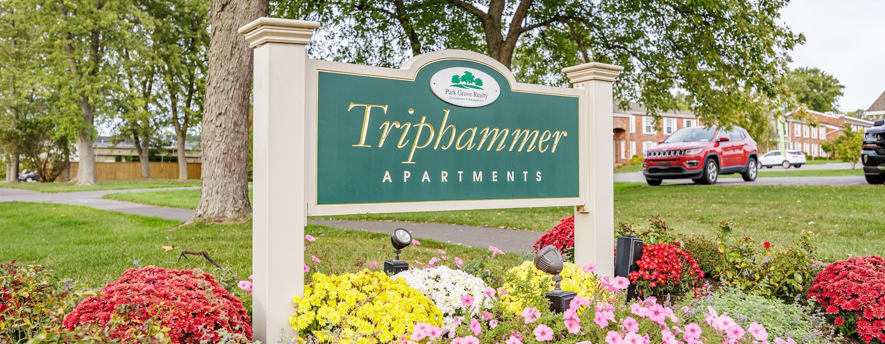 Triphammer Apartments entrance sign